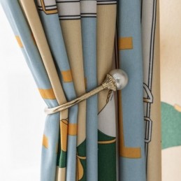 Cortinas De Algodón Estilo Infantil Con Estampado De Caballo Blanco