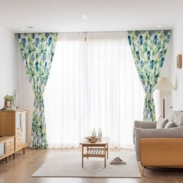Cortina A Medida Cortina Estampada Hojas Estilo Nórdico