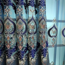 Cortina Semiopaca Hecha A Medida Con Bordado De Flores Europeas Para Sala De Estar Y Dormitorio