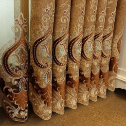 Cortina Semiopaca Hecha A Medida Con Bordado De Flores Europeas Para Sala De Estar Y Dormitorio