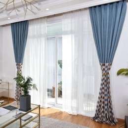 Cortina De Algodón Hecha A Medida Cortina De Cuadros Estampados Estilo Nórdico