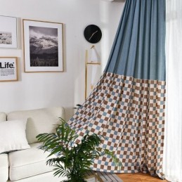 Cortina De Algodón Hecha A Medida Cortina De Cuadros Estampados Estilo Nórdico