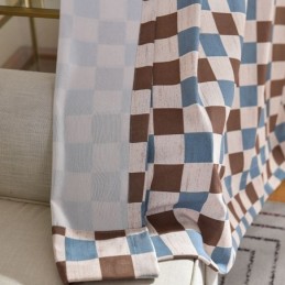 Cortina De Algodón Hecha A Medida Cortina De Cuadros Estampados Estilo Nórdico