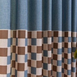 Cortina De Algodón Hecha A Medida Cortina De Cuadros Estampados Estilo Nórdico