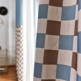 Cortina De Algodón Hecha A Medida Cortina De Cuadros Estampados Estilo Nórdico