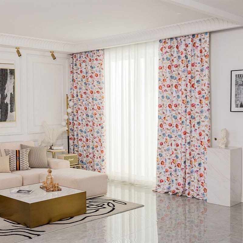 Cortinas Estilo Americano Con Estampado De Plantas