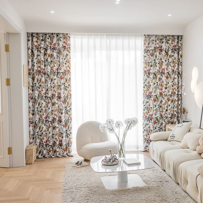 Cortinas Con Estampado De Hojas Estilo Americano De Poliéster