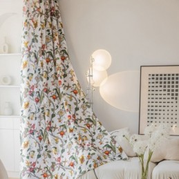 Cortinas Con Estampado De Hojas Estilo Americano De Poliéster