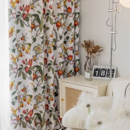 Cortinas Con Estampado De Hojas Estilo Americano De Poliéster