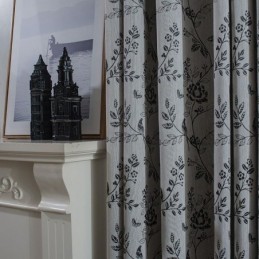 Cortina Opaca De Lino Hecha A Medida, Con Bordado De Plantas Nórdicas Para Sala De Estar Y Dormitorio.