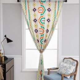Cortinas De Lino Con Estampado Geométrico De Estilo Nórdico Para Sala De Estar Y Dormitorio