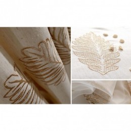 Cortina Opaca Nórdica De Lino Y Algodón, Hecha A Medida, Con Bordado De Hojas Para Sala De Estar Y Dormitorio.