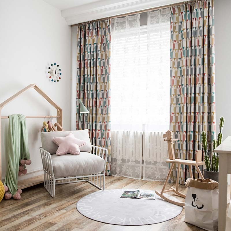 Cortina Moderna De Dibujos Animados, Hecha A Medida, Con Estampado De Búhos, Suave, Opaca, Para Habitación Infantil.