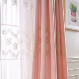 Cortina Opaca De Algodón De Estilo Nórdico Hecha A Medida Con Bordado Floral