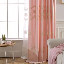 Cortina Opaca De Algodón De Estilo Nórdico Hecha A Medida Con Bordado Floral