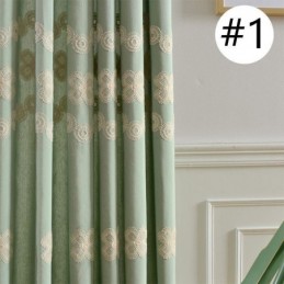 Cortina Opaca De Algodón De Estilo Nórdico Hecha A Medida Con Bordado Floral