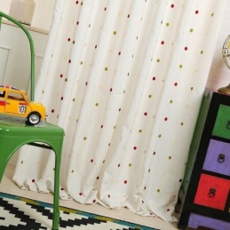 Cortina Bordada De Algodón, Hecha A Medida, Diseño De Lunares Nórdicos Para Sala De Estar Y Dormitorio.