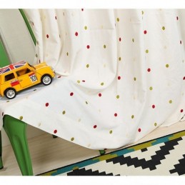 Cortina Bordada De Algodón, Hecha A Medida, Diseño De Lunares Nórdicos Para Sala De Estar Y Dormitorio.