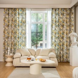 Cortinas De Algodón Con Diseño De Hojas De Plátano De Colores Americanos
