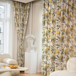 Cortinas De Algodón Con Diseño De Hojas De Plátano De Colores Americanos