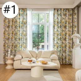 Cortinas De Algodón Con Diseño De Hojas De Plátano De Colores Americanos