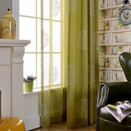 Cortina Bordada De Algodón...