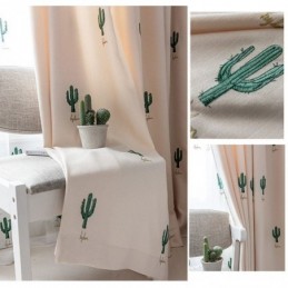 Cortinas Estilo Infantil Con Diseño De Cactus Bordado