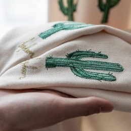 Cortinas Estilo Infantil Con Diseño De Cactus Bordado