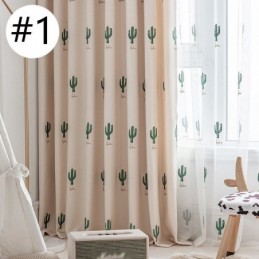 Cortinas Estilo Infantil Con Diseño De Cactus Bordado
