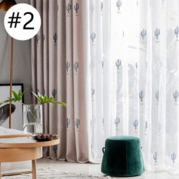 Cortinas Estilo Infantil Con Diseño De Cactus Bordado