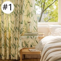 Cortinas Chevron Americanas Con Estampado De Hojas De Bambú Y Tinta