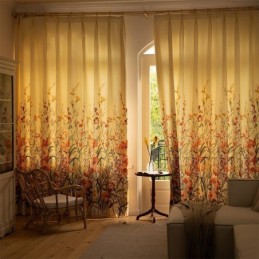Cortinas Chevron Con Estampado Floral Americano