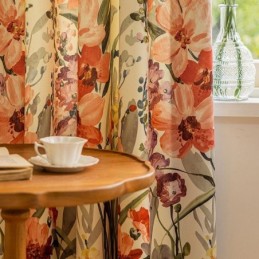 Cortinas Chevron Con Estampado Floral Americano