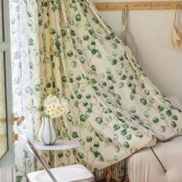 Cortinas Chevron Estilo Americano Con Estampado De Hojas
