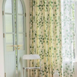 Cortinas Chevron Estilo Americano Con Estampado De Hojas