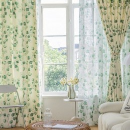 Cortinas Chevron Estilo Americano Con Estampado De Hojas