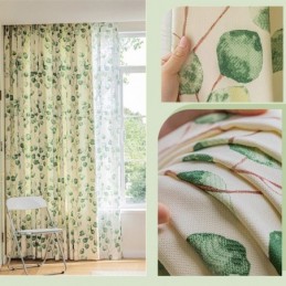 Cortinas Chevron Estilo Americano Con Estampado De Hojas
