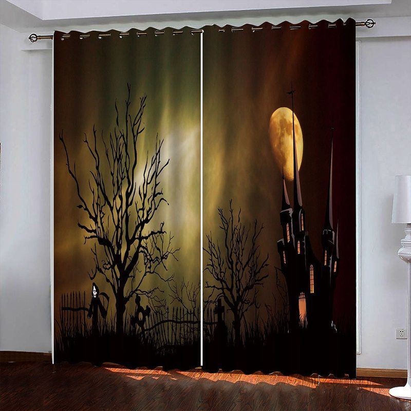 Cortina A Medida Cortina Horror Castillo Impresión Digital Cortinas Americanas