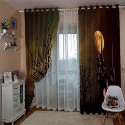 Cortina A Medida Cortina Horror Castillo Impresión Digital Cortinas Americanas