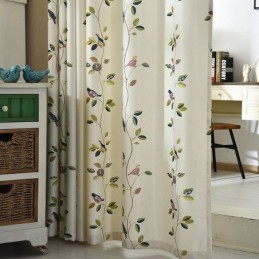 Cortinas De Terciopelo Estilo Americano Con Estampado De Hojas Y Pájaros
