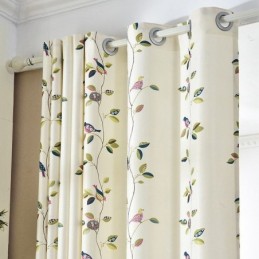 Cortinas De Terciopelo Estilo Americano Con Estampado De Hojas Y Pájaros