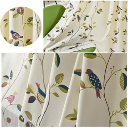 Cortinas De Terciopelo Estilo Americano Con Estampado De Hojas Y Pájaros