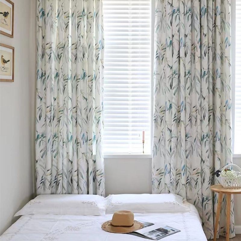 Cortina Opaca Moderna Con Estampado De Plantas Para Sala De Estar, Hecha A Medida.
