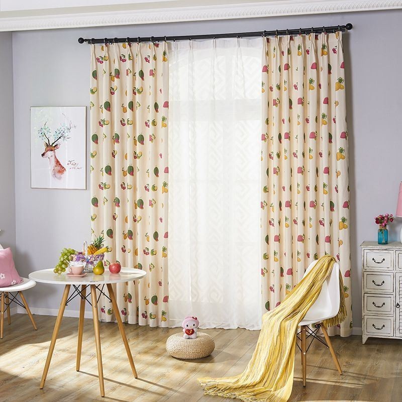 Cortinas Opacas De Algodón Nórdico Con Estampado De Frutas Para Sala De Estar Y Dormitorio