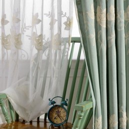 Cortinas Opacas De Lino Y Algodón Con Flores Nórdicas Bordadas