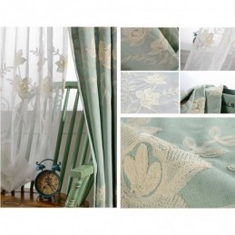 Cortinas Opacas De Lino Y Algodón Con Flores Nórdicas Bordadas