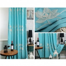 Cortinas Opacas De Lino Y Algodón Con Flores Nórdicas Bordadas