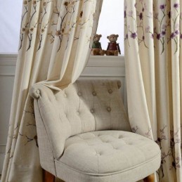 Cortina Opaca Nórdica Hecha A Medida, Cortina De Algodón Con Bordado De Flor De Ciruelo