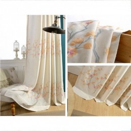 Cortina Opaca Nórdica Hecha A Medida, Cortina De Algodón Con Bordado De Flor De Ciruelo