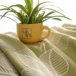 Cortina Opaca De Lino Y Algodón, Hecha A Medida, Con Hojas Nórdicas Bordadas Para Sala De Estar Y Dormitorio.